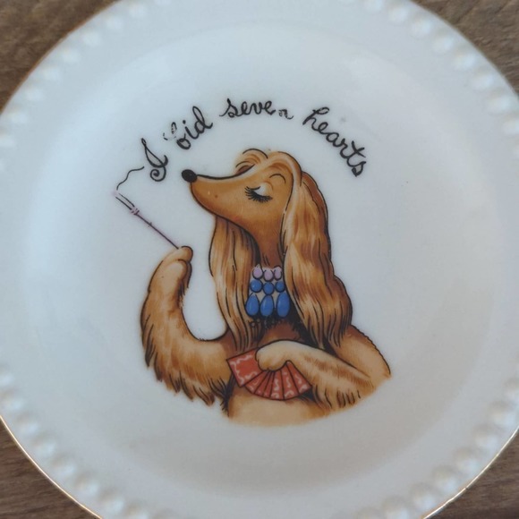 Vintage 1950s Ardalt Lenwile Bridge Playing Dog Plates Set of Two Made in Japan - Picture 4 of 6